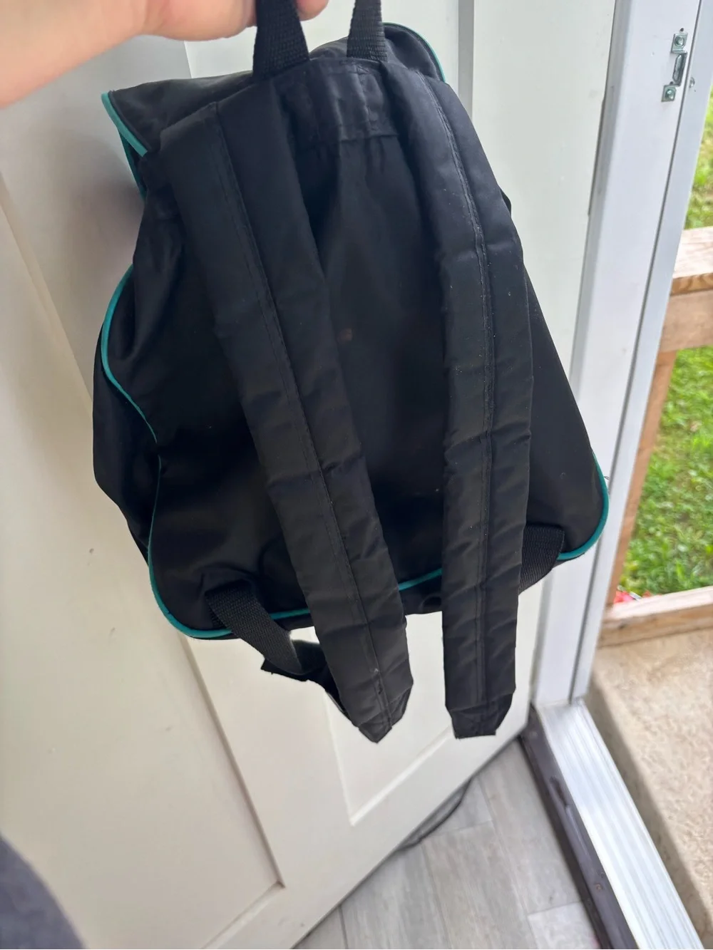 American Girl Black Backpack with Purple and Teal Accents